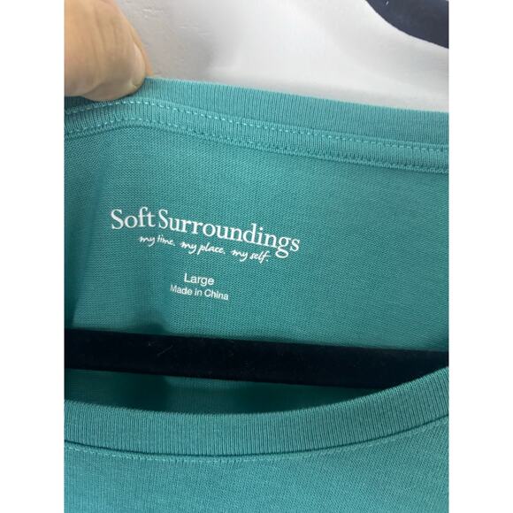 Soft Surroundings Teal Asymmetrical Tunic Top Size L - Picture 2 of 7